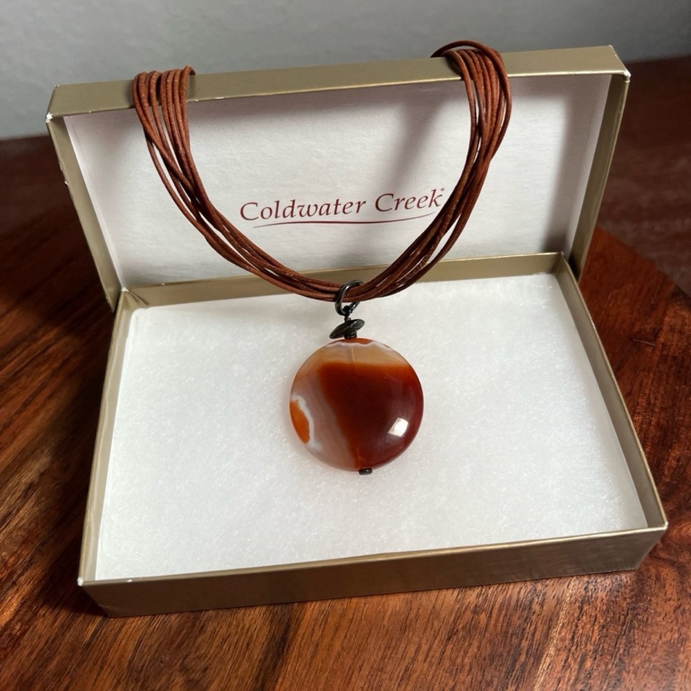 Vintage Coldwater Creek Peylon Bird Multi-strand Necklace with Polished Stone
